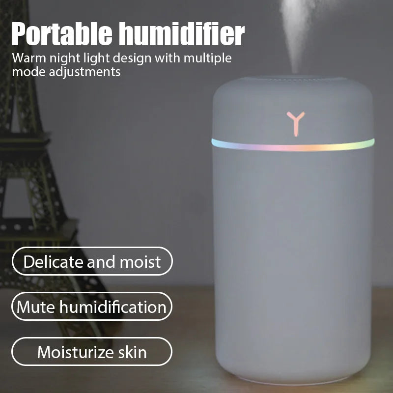 420ml Air Humidifier Portable USB Aroma Oil Diffuser with Colorful Light Cool Mist Sprayer For Bedroom Home Office Car Purifier